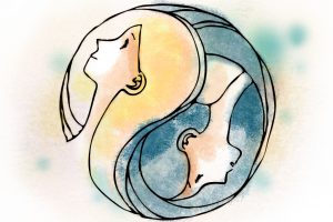 陰陽説を表す女性のイラスト