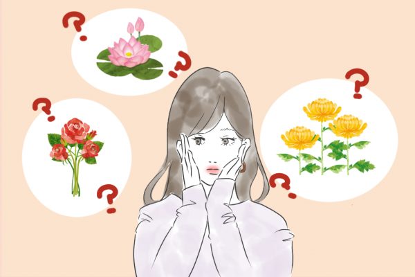 仏花を想像する女性のイラスト